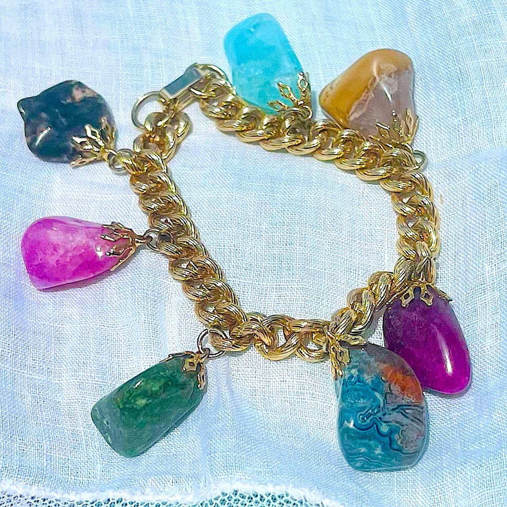1970s Tumbled Mineral Charm Bracelet